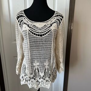 Cream Crochet Lace Top